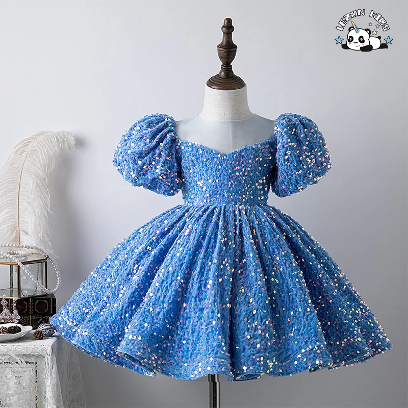 LEZONKIDS - custom kids clothing children Pageant Wedding birthday Party dress sequined Princess Long Ball Gown flower girls' dresses